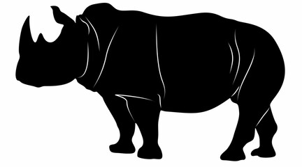 white background rhino silhouette vector