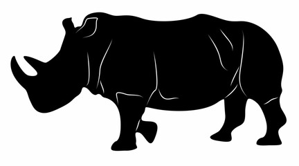 white background rhino silhouette vector