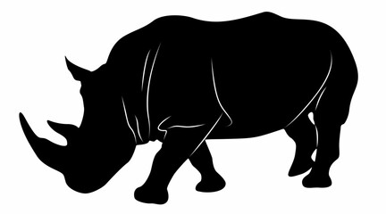 white background rhino silhouette vector