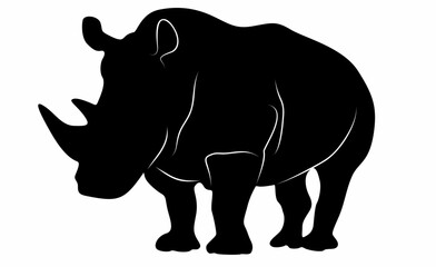white background rhino silhouette vector