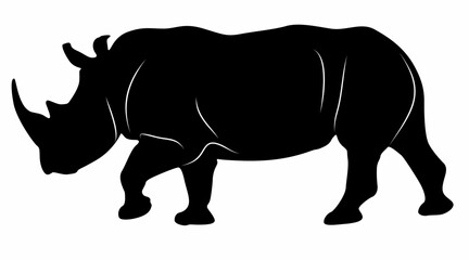 white background rhino silhouette vector