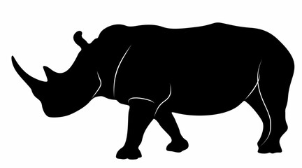 white background rhino silhouette vector