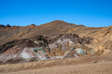 Beautiful colors of Artist's Palette mountains in Death valley national Park, California United States