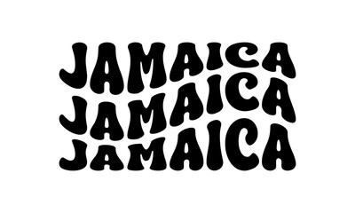 Jamaica Wavy Retro Repeat Lettering Typography Print Graphic T-Shirt Sweatshirt Hoodie Warp Text Vector Design