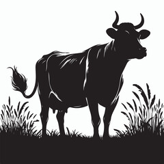 cow silhouette vector on white background