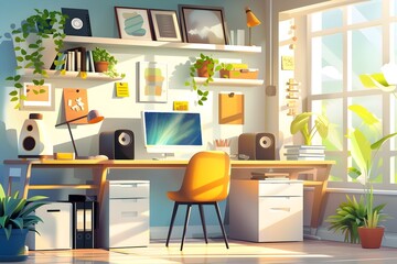 Cozy and Functional Home Office with Accessible Power Outlets for Safe and Productive Work Environment