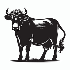 cow silhouette vector on white background
