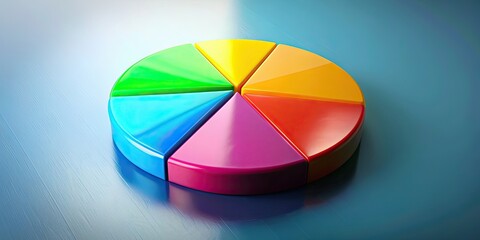 Obraz premium Vibrant pie chart painting on smooth surface for colorful analysis, vibrant, painted, pie chart, smooth surface