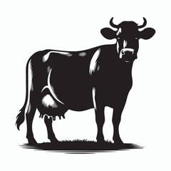 cow silhouette vector on white background