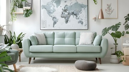 Stylish Scandinavian living room interior
