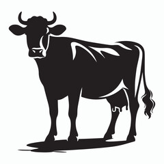 cow silhouette vector on white background