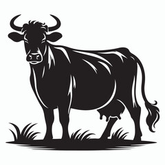 cow silhouette vector on white background