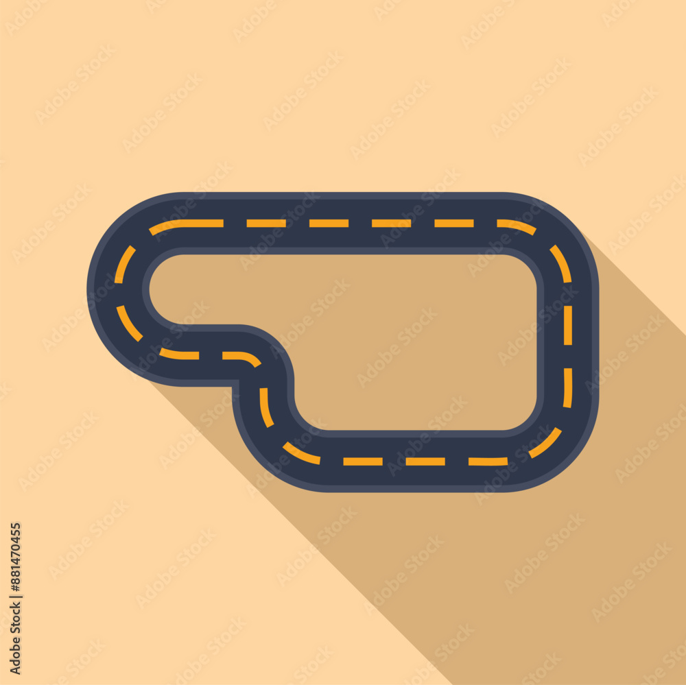 Aufkleber winding road creating a circuit track icon in flat style with long shadow on a beige background