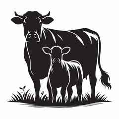 cow silhouette vector on white background