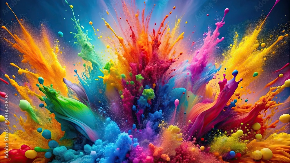 Poster vibrant abstract paint splashes creating a colorful and artistic explosion , artistic, vibrant, abst