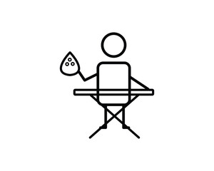 Fototapeta premium Man ironing icon vector symbol design illustration.
