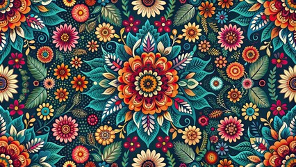 Seamless boho floral pattern with intricate details and vibrant colors, boho, seamless, floral, pattern, trendy, fashion, design