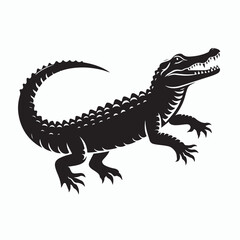 Crocodile silhouette vector on white background