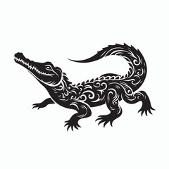Crocodile silhouette vector on white background