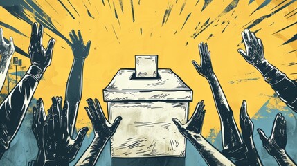 Pictures of voting. International Democracy Day.