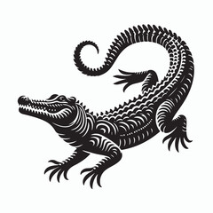 Crocodile silhouette vector on white background