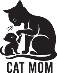 Cat Mom silhouette Illustration vector .