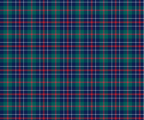 Plaid pattern, blue, green, red, white, seamless for textiles and design clothing, skirts, pants, aprons, tablecloths, blankets or decorative fabrics. Vector illustration.