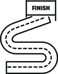 Winding road is leading to the finish line, symbolizing the challenges and perseverance required to achieve success