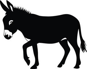 Donkey silhouette vector illustration set collection black on white background