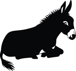 Donkey silhouette vector illustration set collection black on white background