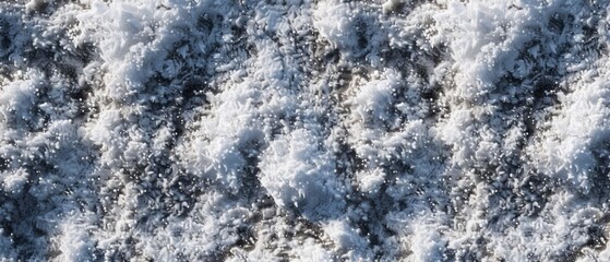 Panoramic close-up, high detail scan of snowy landscape texture, Generative AI