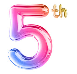 5th Anniversary Gradient Number 3D