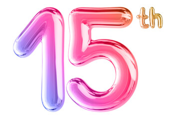 15th Anniversary Gradient Number 3D
