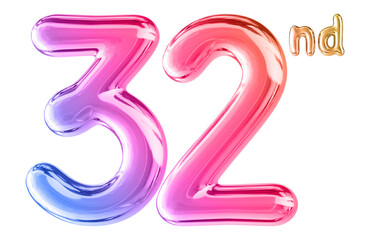 32nd Anniversary Gradient Number 3D