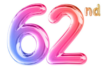 62nd Anniversary Gradient Number 3D