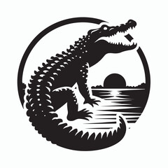 Crocodile silhouette vector on white background