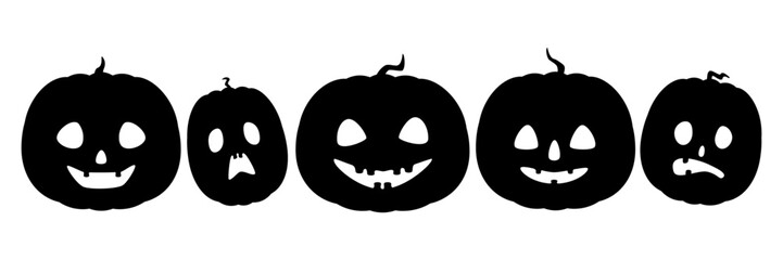 ハロウィンのカボチャのシルエット　ジャック・オー・ランタンのイラスト