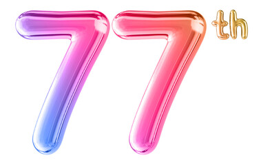 77th Anniversary Gradient Number 3D