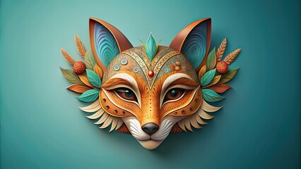 Obraz premium Playful whimsical animal motif mask on display, whimsical, mask, animal, motifs, playful, colorful, fun, fantasy