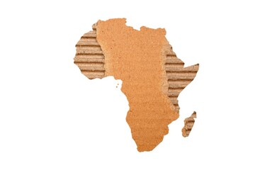 Cardboard Africa map with white background