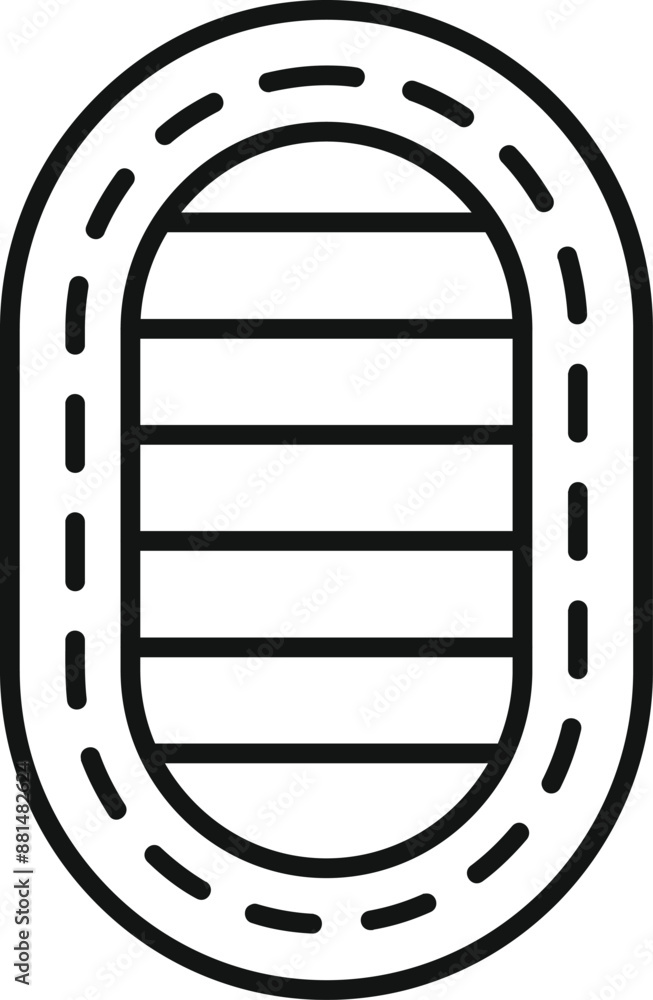 Poster simple line drawing of a stadium with a track and field inside, perfect for representing a sporting 