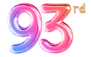 93rd Anniversary Gradient Number 3D