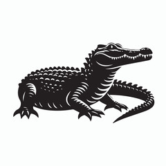 Crocodile silhouette vector on white background