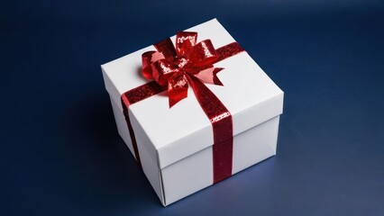 Fototapeta premium a white box with a red ribbon on it