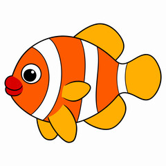 Anemonefish vector art illustration design in white background