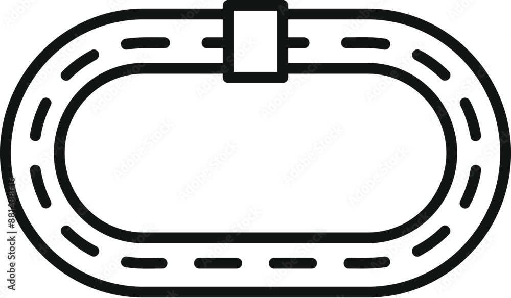 Poster top view of running track with finish line marking start and end of athletics race