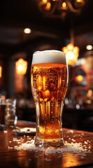a glass of beer with the word love on it