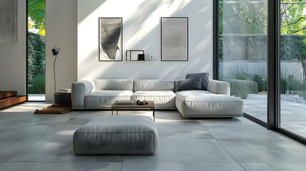 Modern living room with comfortable sofa