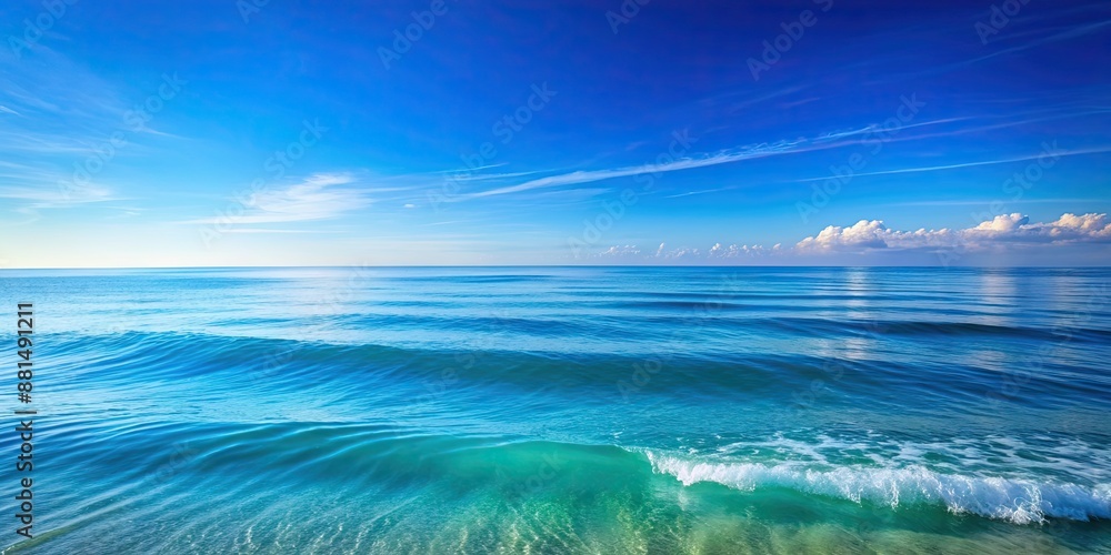 Canvas Prints of a serene ocean scene with calm waves and a clear blue sky , ocean, sea, water, waves, blue, sky, peaceful