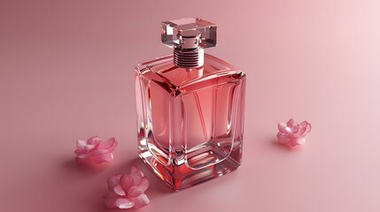 42. "A minimalist image of an elegant perfume box on a white background, centered